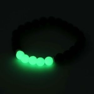 Glow in the Dark Beaded Bracelet Stretch Black Green